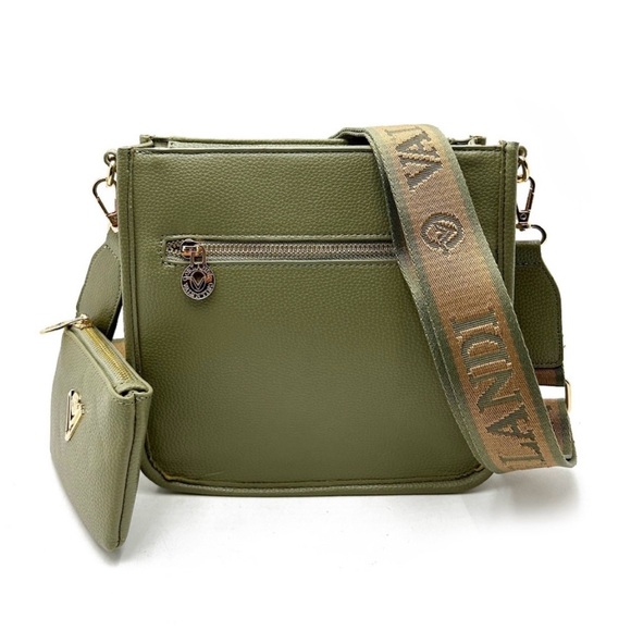 Valentino Orlandi Olive Green vegan leather 2 way bag and matching zip wallet - Picture 4 of 4